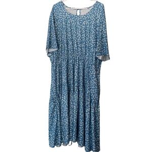 Boutique - Midi Dress (Blue and White Floral)